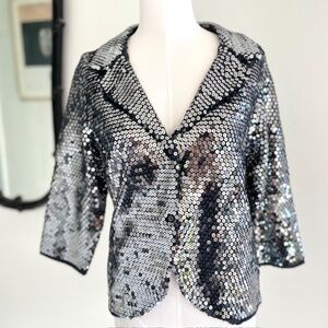 Colleen Lopez MY Favorite Things Black/silver Sequin Jacket Size M